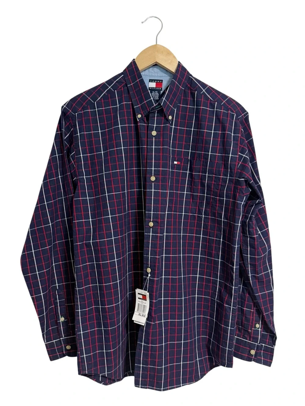 Tommy Hilfiger Heritage Regular-Fit Oxford Windowpane Plaid Check Shirt Size XL